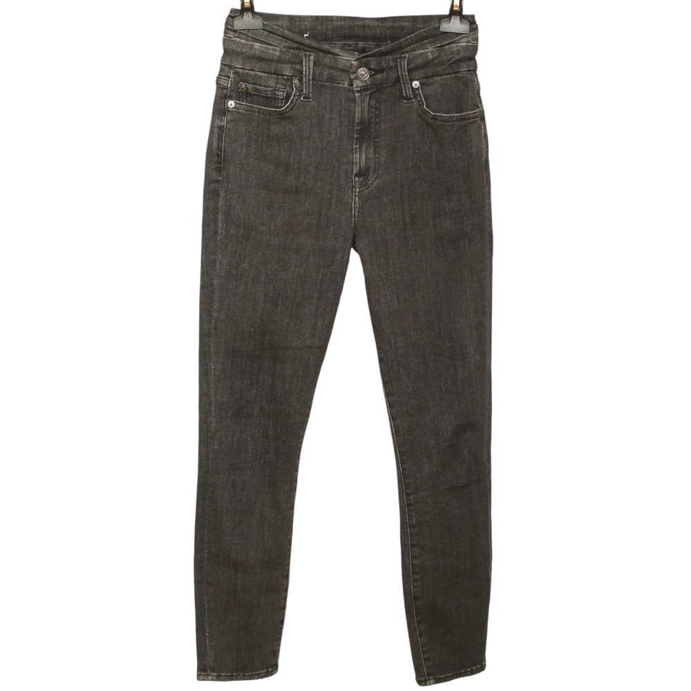 7 FOR ALL MANKIND Jeans Skinny Leg HIGH WAIST SKINNY Denim Black Wash Sz 26